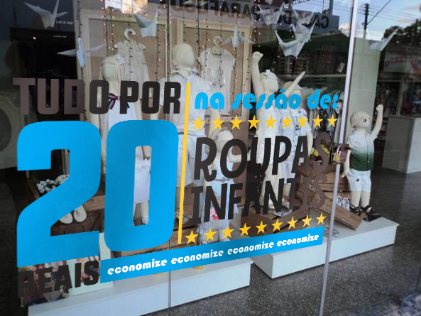 Adesivo de Vitrine - Tudo por - Economize Letreiro